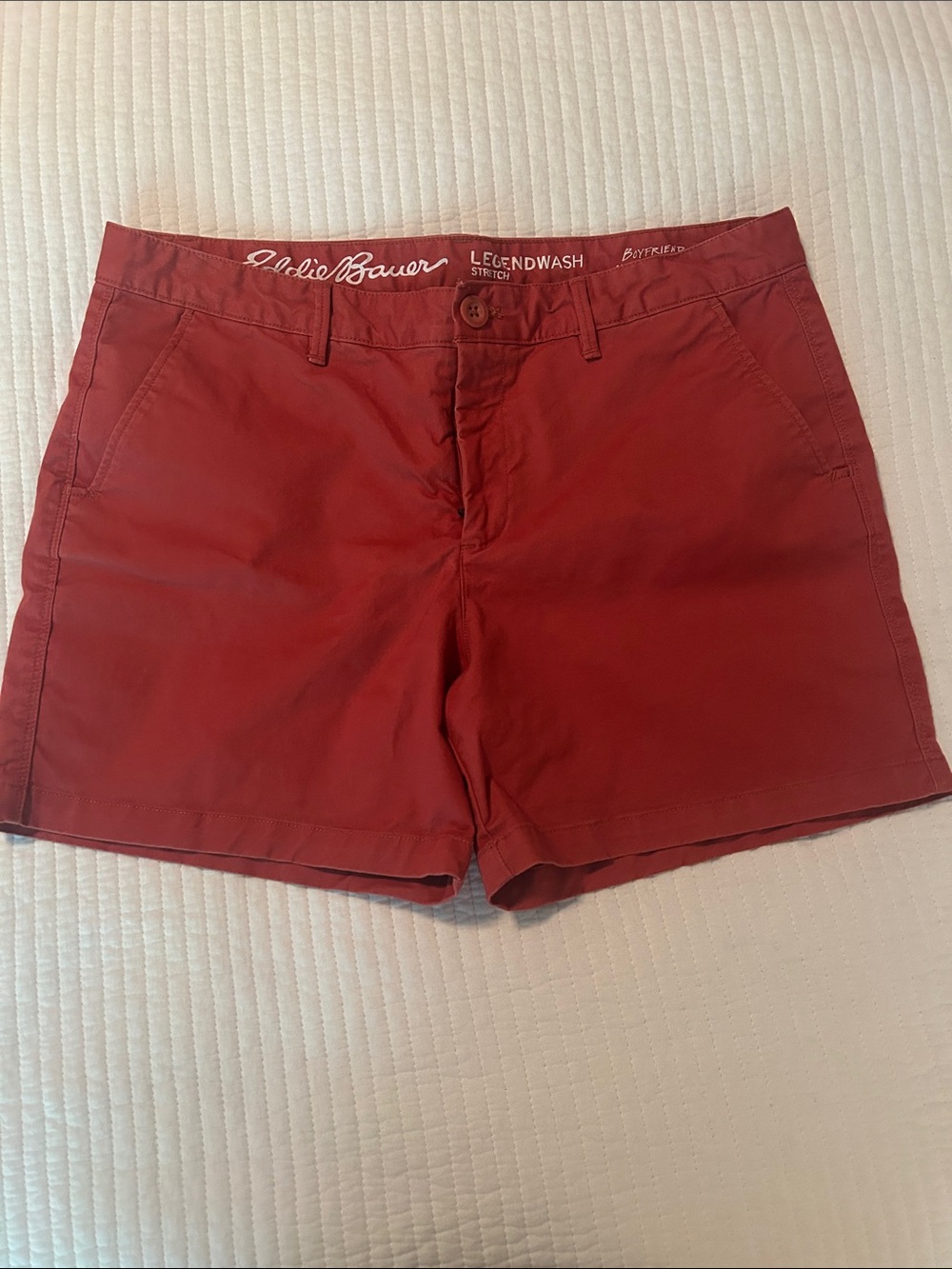 Eddie Bauer Women's Red LegendWash Chino Bermuda Shorts